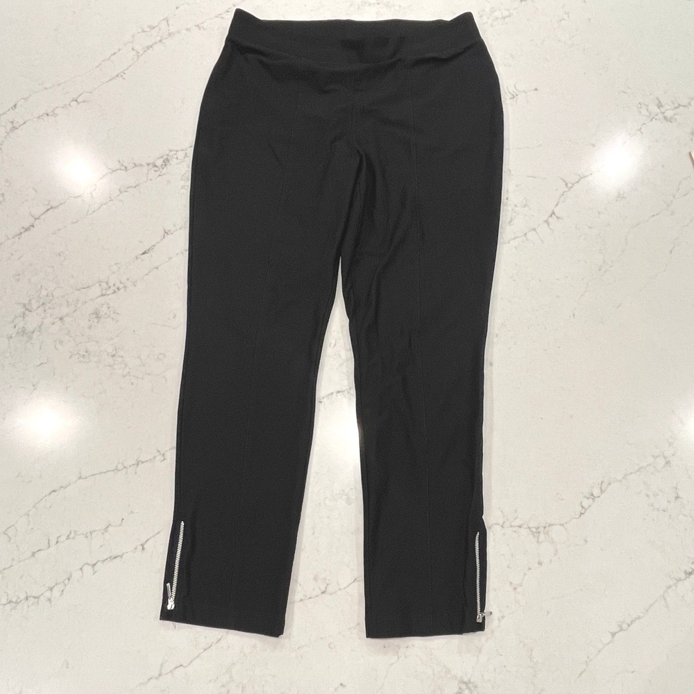 Chicos Travelers Ankle Zip Pants Womens 12 Chicos 2 Black Stretch Travel Career